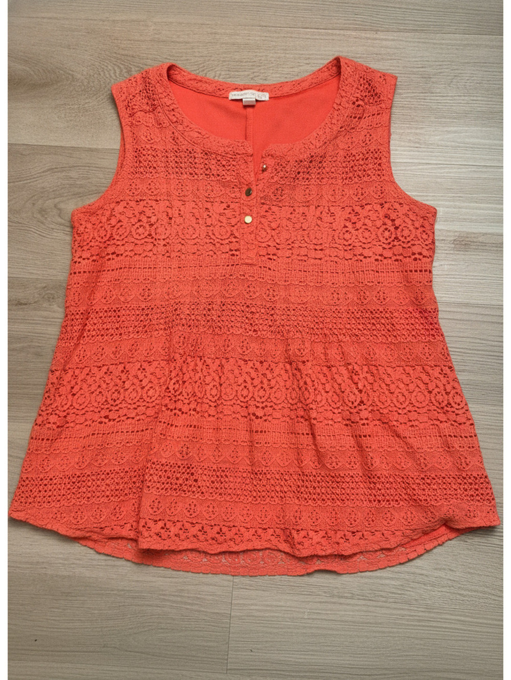 Westport 1962 Women's Orange Lace Sleeveless Top Size Large